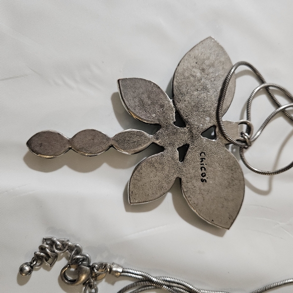 Chico's Huge Turquoise Dragonfly Southwest Piece Adjustable Strap Necklace - Picture 3 of 3